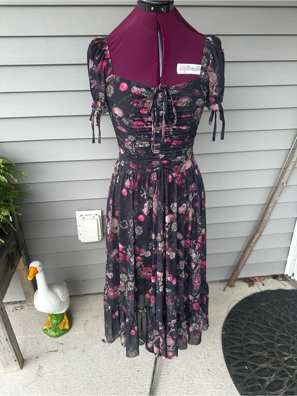 RARE HTF Floral Skull Blackmilk Babydoll Dress